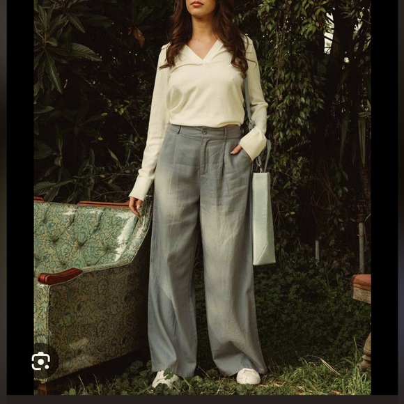 Rewash pants - gray wide leg trousers linen blend NWT - Picture 1 of 12